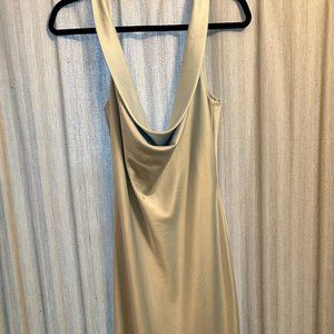 Michael Costello x Revolve Baby Blue Satin Cowl Neck Midi Dress